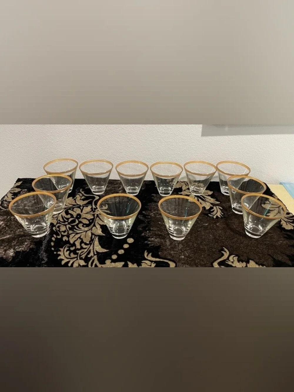 MCM Gold Rim Vodka/Cocktail Glasses Set Of 2 - Picture 8 of 13